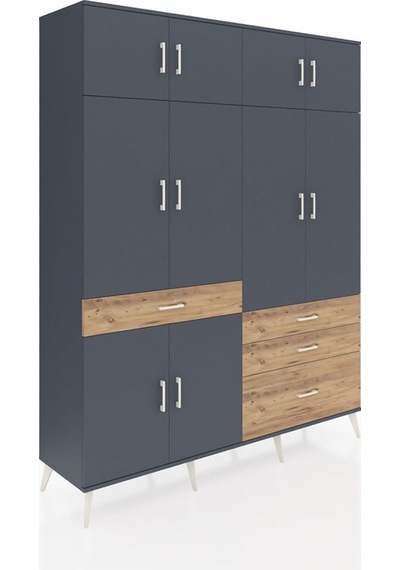 Hyperion Gardrop 5 Raflı 4 Çekmeceli 2 Askılı 176x44x221 Antrasit-antrasit/çam Antrasit/çam Hyperion Gardrop 5 Raflı 4 Çekmeceli 2 Askılı 176x44x221 Antrasit-antrasit/çam Antrasit/çam