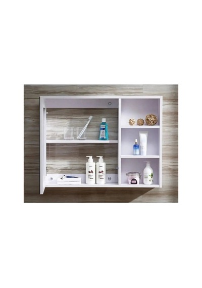 Mdf Banyo Dolabı Aynalı Üst Modülü Beyaz