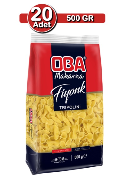 Oba Fiyonk Makarna 500 G X 20 Adet Toplu Kullanım Paketi