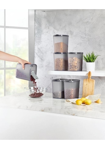 4'lü Erzak Kabı, Saklama Kabı Seti - Plastik Erzak Kabı Takımı - 2.5 Litre, 4 Litre