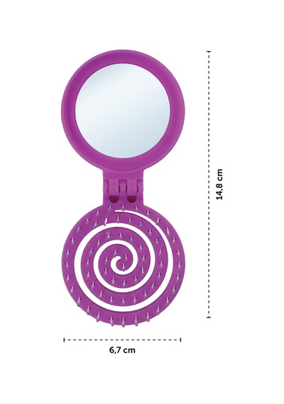 Beauty Makaron Saç Fırçası - 3d Esnek, Aynalı, Çanta Boy - Compact Detangler Leylak