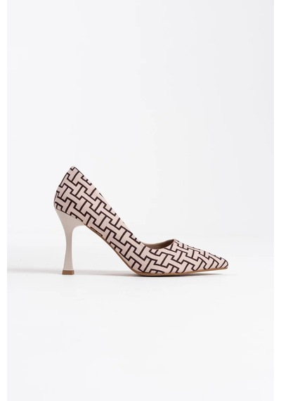 Trendella Kadın Bej Desenli Stiletto Tr08ms12b Siyah