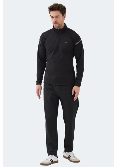 Slazenger Intımate I Erkek Dik Yaka Fermuarlı Siyah Sweatshırt Siyah