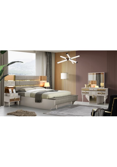 Marsilya Bazalı Karyola Ve Başucu-bench'li +2 Adet Komodin 160 x 200 CM
