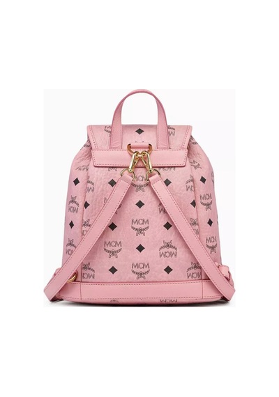 Mcm Mini Aren Pudra Pembe Visetos Altın Zincir Detaylı Lüks Sırt Çantası 171bat