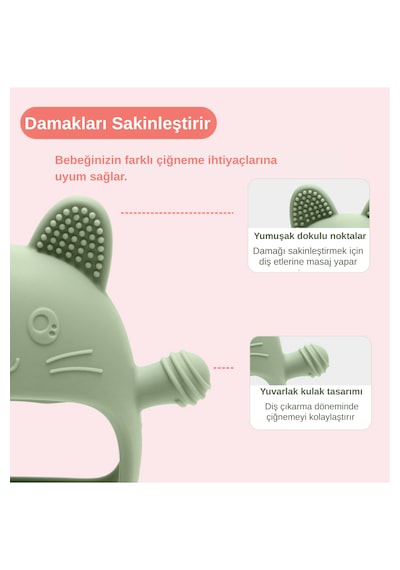 Bebek Diş Kaşıyıcı Silikon Premium Gıda Sınıfı Yeşil