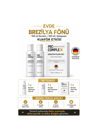 Keratin Set 2 Kullanımlık Evde Keratin Bakım Ve Saç Düzleştirme Seti 2x100 ML