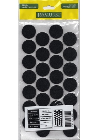 Pacific 6128 Bl Yapışkanlı Keçe 28 Mm Siyah