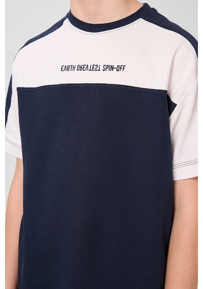 Tommylife Lacivert Pamuklu Yumuşak Dokulu Oversize Fit Baskılı Erkek Çocuk T-shirt - 11290 Lacivert