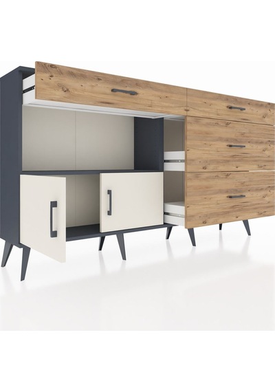 Arges Konsol Tek Raflı 4 Çekmeceli 2 Kapaklı 176x30x99 Antrasit-a Antrasit-aytaşı/çam Arges Konsol Tek Raflı 4 Çekmeceli 2 Kapaklı 176x30x99 Antrasit-a Antrasit-aytaşı/çam