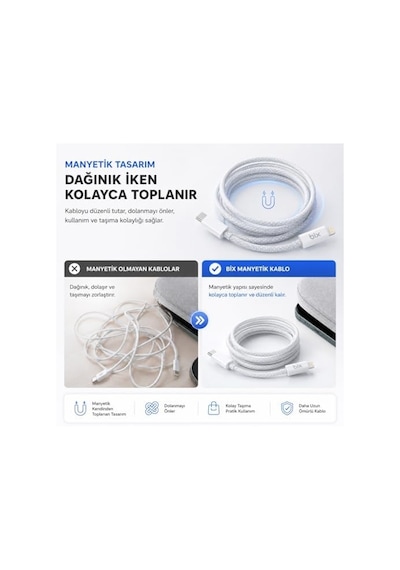 T4cl-bk 1 Metre Siyah 27w Type C To Lightning Şarj Kablosu, Manyetik Tasarımlı Örgülü Hızlı Şarj Ve Data Kablosu, Tüm Lightning İphone Ve İpad İle Tam Uyumluluk