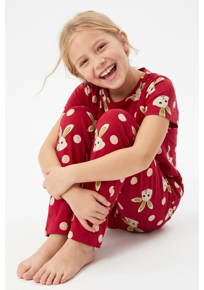 Siyah İnci Pamuklu Likralı Pijama Takım 7624 Bordo