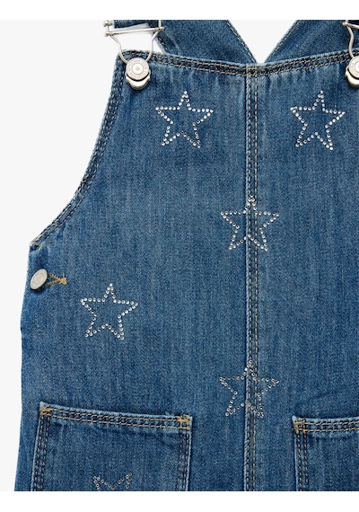 Koton Cepli Yıldız İşlemeli Pamuklu Kare Yaka Askılı Denim Salopet Tulum Orta İndigo 7wmg80003ad Koton Cepli Yıldız İşlemeli Pamuklu Kare Yaka Askılı Denim Salopet Tulum Orta İndigo 7wmg80003ad