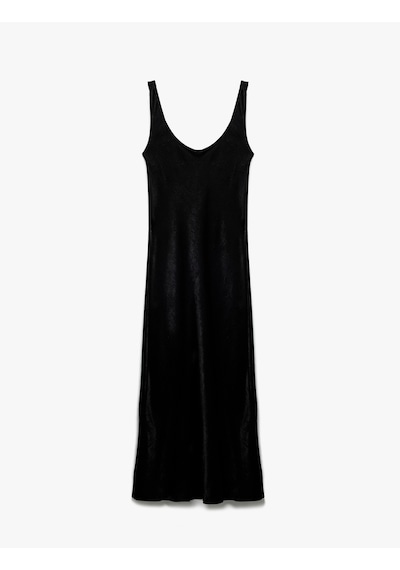 Koton Slim Fit Kolsuz U Yaka Kalın Askılı Uzun Saten Elbise Siyah 6wak80025uw Siyah Koton Slim Fit Kolsuz U Yaka Kalın Askılı Uzun Saten Elbise Siyah 6wak80025uw Siyah