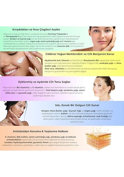 Kuyruk Yağı Kremi Kırışıklık & Yaşlanma Karşıtı Anti Aging Yüz Bakım Kremi 50ml - Collagen İlaveli, Nemlendirici Etki