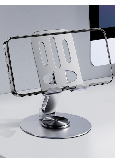 Acl Metalik Telefon Ve Tablet Tutucu Stand - Atd-01 360 Derece Dönen, Katlanabilir Ve Silikon Koru