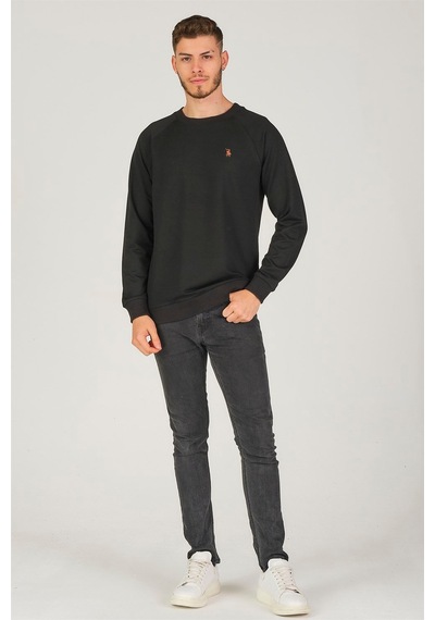 V4003 Dewberry Reglan Kol Erkek Sweatshırt-siyah Siyah