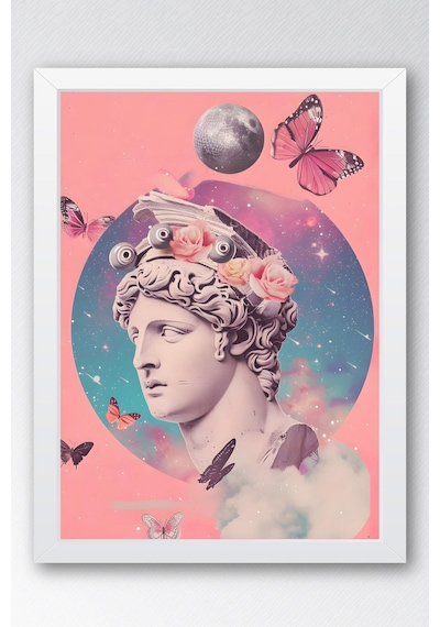 Sürreal Büst Uzayın Kanatlarında Çerçeveli Tablo - Pop Art Poster Tablo