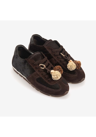 Hawen Angels Kadın Spor & Sneaker Ayakkabı 585 Kahve Süet Leopar Tay