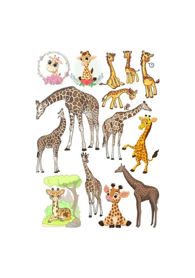 Zürafa Sticker Set-1 13 Parça Telefon, Tablet, Defter, Laptop Sticker