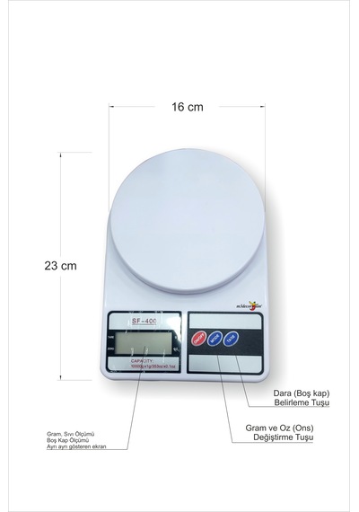 Hassas Elektronik Dijit 0-10kg Mutfak Aktar Aşçı Terazisi Kantar