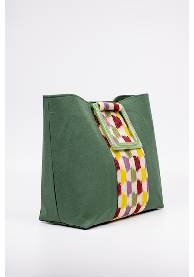 Fabric Craft Bag El Çantası Yeşil Duck Kumaş Astarlı Mıknatıslı 45x40 Yeşil