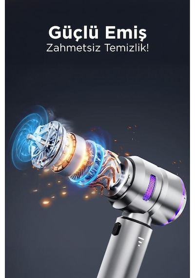 Araç İçi Süpürge 4 İn 1 17000pa Emiş Güçlü Üflemeli Şarjlı Mini Araba El Süpürgesi Hl121 Mor