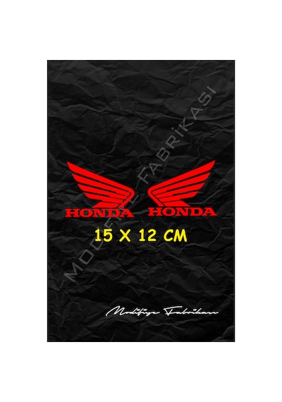 Honda Kanat Sticker Folyo - Kırmızı - 15 X 12 Cm 2'li Set