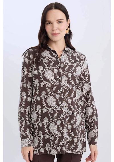DeFacto Loose Fit Desenli Uzun Kollu Gömlek Tunik T0609AZ25SPBN539