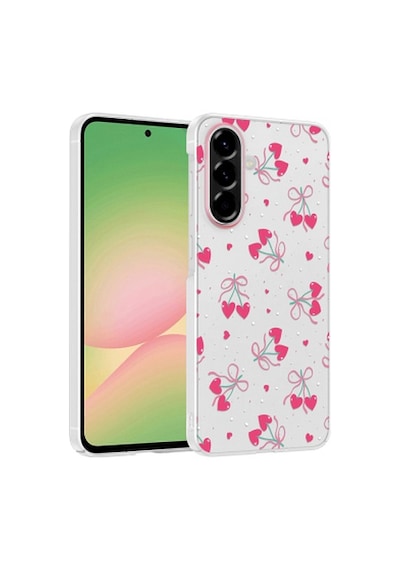 Samsung Galaxy Uyumlu A36 Kılıf Kamera Korumalı Desenli Zore Klip Kapak Samsung Galaxy Uyumlu A36 Zore - Kalpli Kiraz