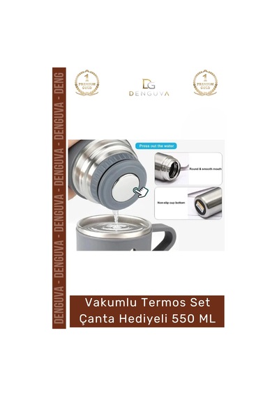 Özel Üretim Paslanmaz Çelik 3 Bardaklı Soğuk Sıcak Termos Vakumlu Termos Set Çanta Hediyeli 550 Ml Çok Renkli 87234240