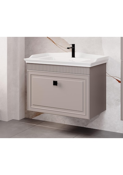 Denko Hana 80 Cm Bej Banyo Dolabı Takımı Ve Boy Dolabı Beyaz Denko Hana 80 Cm Bej Banyo Dolabı Takımı Ve Boy Dolabı Beyaz
