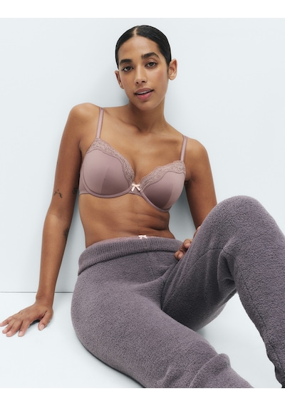 Marks & Spencer Jasmine Dantel Detaylı Balenli Demi Cup Sütyen T33002403 Kahverengi