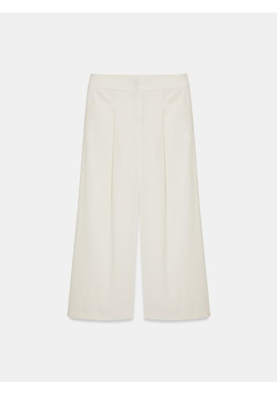 Dilvin 72666 Geniş Paça Pileli Pantolon-ekru