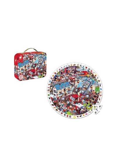 Janod 208 Parça Çantalı Yuvarlak Puzzle Ve Bulmaca Itfaiyeci