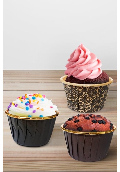 Dolphin Muffin-kek Kapsülü Kahverengi Desenli 50 Adet 16'li Paket
