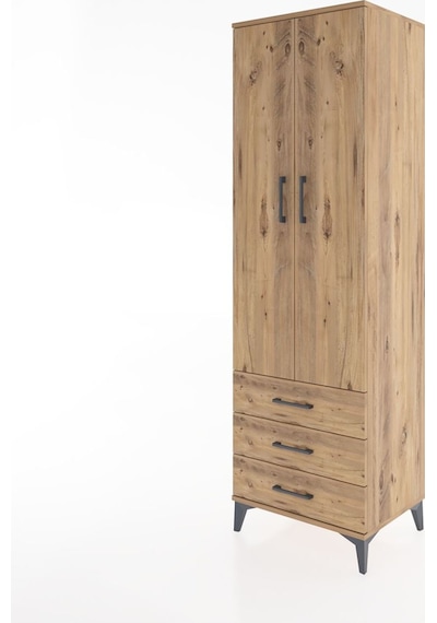 Hyperion Dolap 2 Raflı 3 Çekmeceli Tek Askılı 60x44x195 Çam-çam Çam