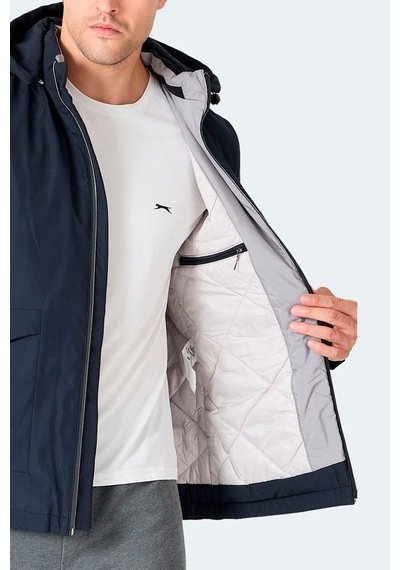 Slazenger Gravel Erkek Kapüşonlu Lacivert Mont & Kaban