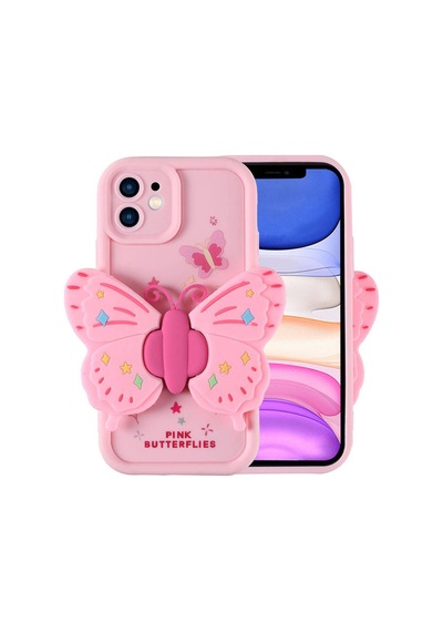 Apple Uyumlu iPhone 11 Kılıf Kamera Korumalı Figür Tasarımlı Zore Kapya Kapak Pembe Açık