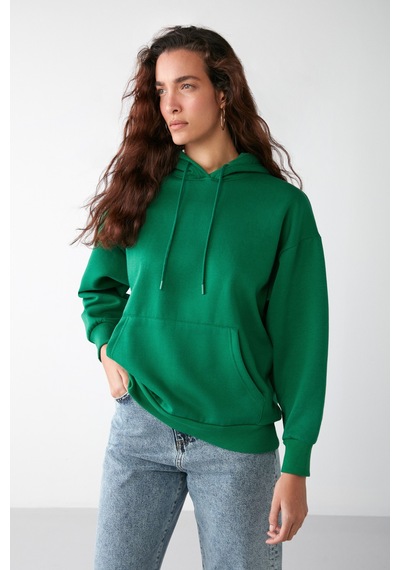ETHIQUET IDA Basic Oversize Yeşil Sweatshirt