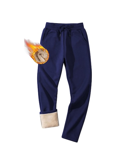 Ghassy Co. Erkek Ultra Termal Kışlık Sherpa Astarlı Aktif Koşu Normal Paça Jogger Eşofman Altı Lacivert