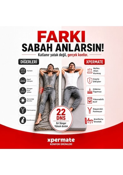 Xpermate Katlanır Yatak Yer Yatağı Misafir Yatağı
