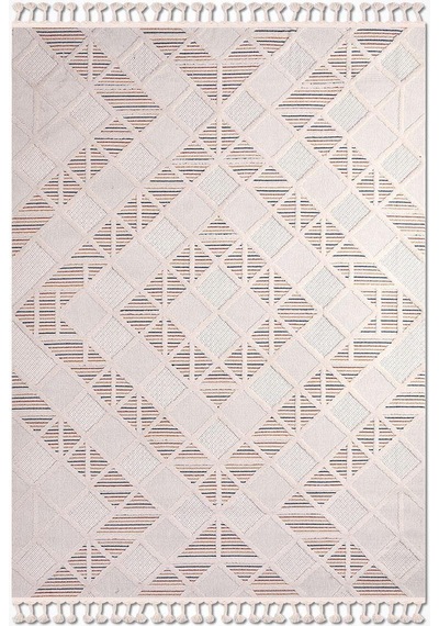 Bespoky Liza Geometrik Etnik Salon Halısı Makine Dokuma Krem - Ekru - 18506