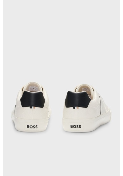 Boss Logolu Deri Sneaker Ayakkabı Erkek Ayakkabı 50522833 101 Beyaz