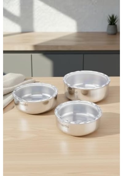 Stelo 3'lü Çelik Saklama Kabı 16-18-20 Cm 6 Parça Diğer