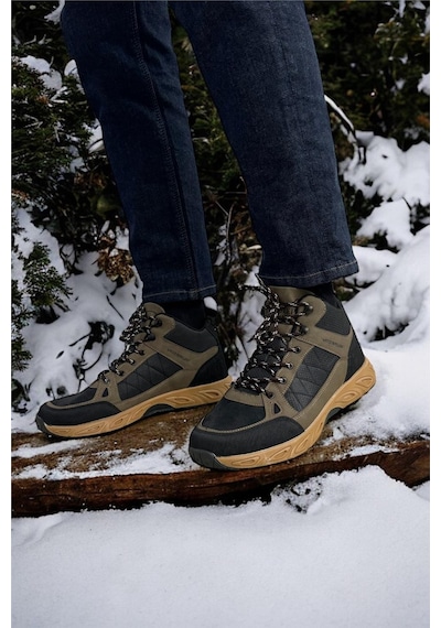 Liger Outdoor Bot Ayakkabı Kışlık Dayanıklı Sağlam Taban Bağcıklı Siyah - Vizon-siyah Siyah
