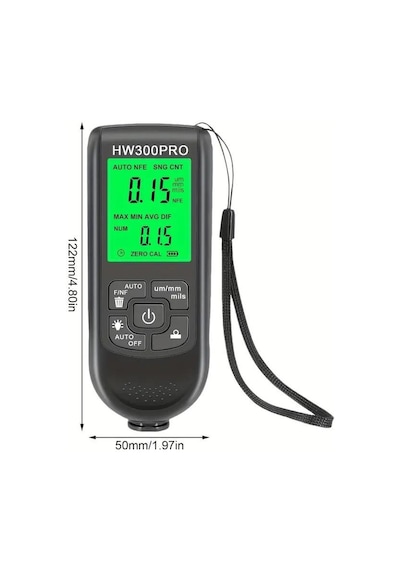 Valkyrie Hw-300 Pro Kaplama Kalınlığı Ölçer 0-2000 Μm Ölçüm Aralığı, Fe/nfe Algılama, Arka Aydınlatmalı Lcd