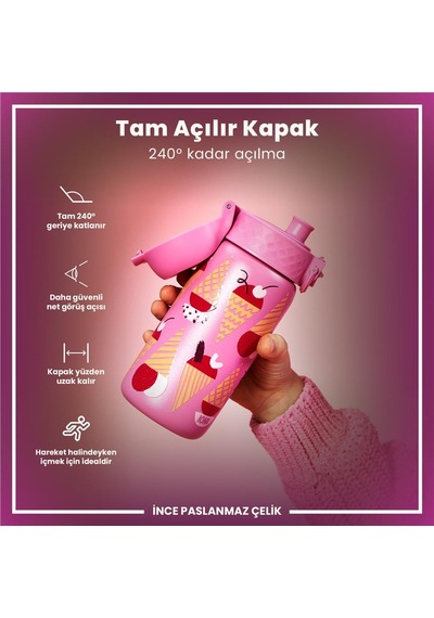 Ion8 - Paslanmaz Çelik Çocuk Suluk - Dondurma - 400 Ml - Sızdırmaz Çok Renkli