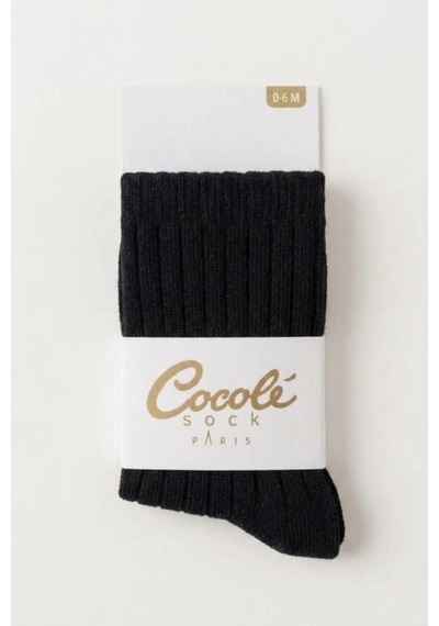 Cocole Socks Kız Bebek Külotlu Çorabı Pamuklu Siyah Derby Çizgili 0-24 Ay