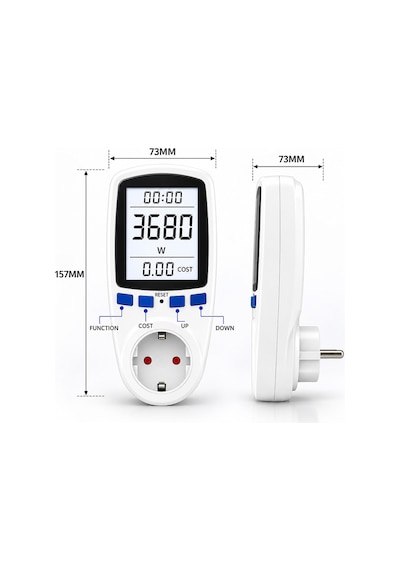 Tograt Priz Tipi Wattmetre Enerji Tüketim Ölçer Işıklı 3680w